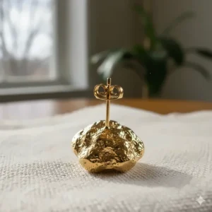 Secure push-back clasp on the back of the 14k gold nugget earrings for comfortable wear.