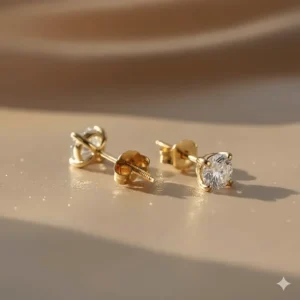 Image showing the available backing options, such as screw-back or push-back, for the 14k yellow gold diamond stud earrings.