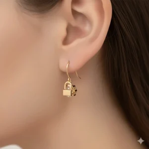 Contemporary design of white 10 karat gold earrings for a modern look.