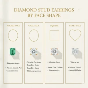 A guide for selecting the best diamond stud earrings based on individual face shapes.