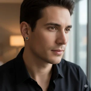 Premium gold earrings for men set with black or clear cubic zirconia diamonds for added sparkle.