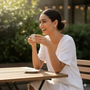 10k nugget earrings worn casually in a natural setting, illustrating how they complement everyday attire.