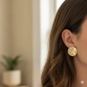 Assortment of different types of 10 karat gold earrings, including studs, hoops, and drops.