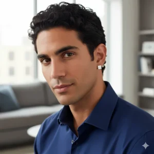 A pair of white gold earrings for men, showcasing a modern and sophisticated aesthetic.