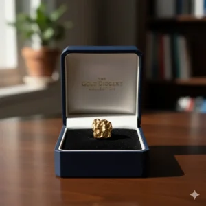 Comparison showing the difference between yellow gold nugget earrings for men and a white gold variant, highlighting the metal colors.