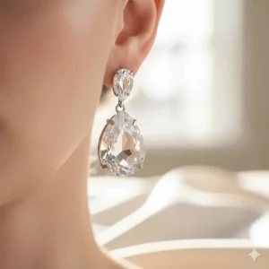 Sparkling crystal teardrop earrings for women, ideal for bridal or formal wear.
