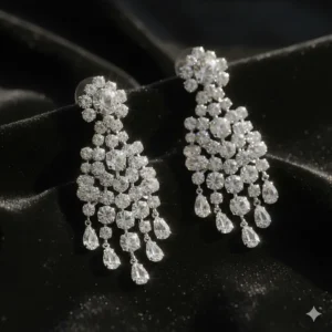 Shimmering rhinestone vintage chandelier earrings that catch the light, perfect for formal events.