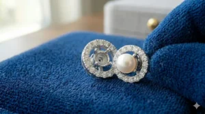 Unique dangling diamond earring jackets that add length and movement to standard studs.